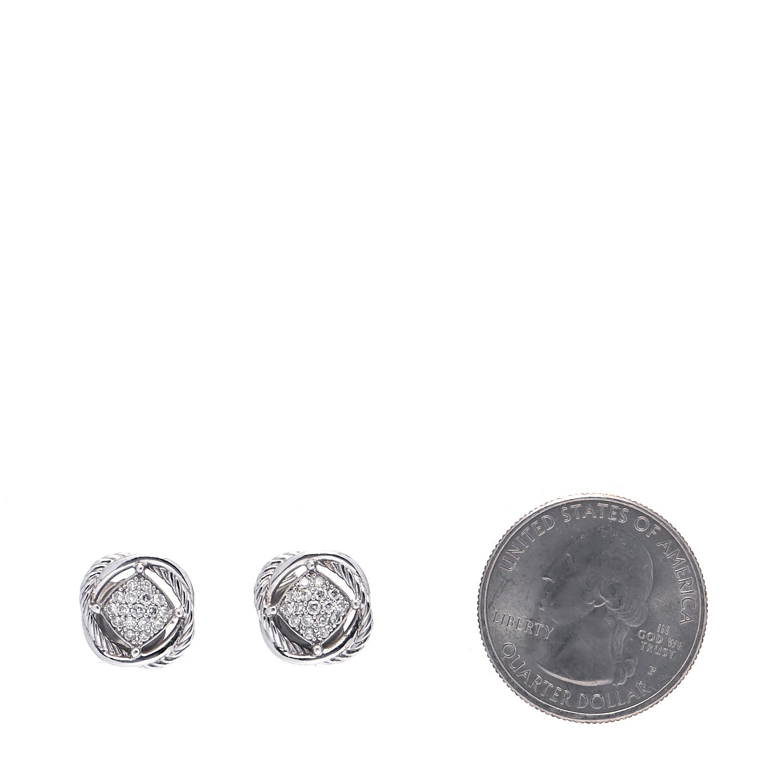 David Yurman Sterling Silver Diamond 13mm Infinity Earrings 2 of 6