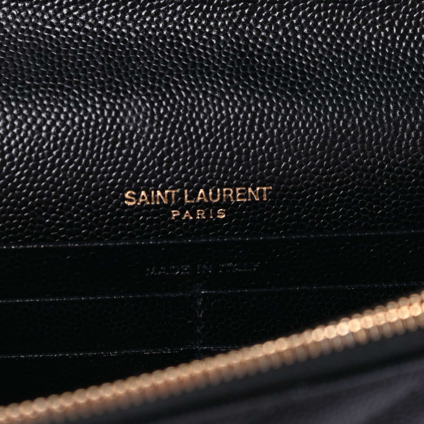 Grain De Poudre Matelasse Chevron Monogram Envelope Chain Wallet Black
