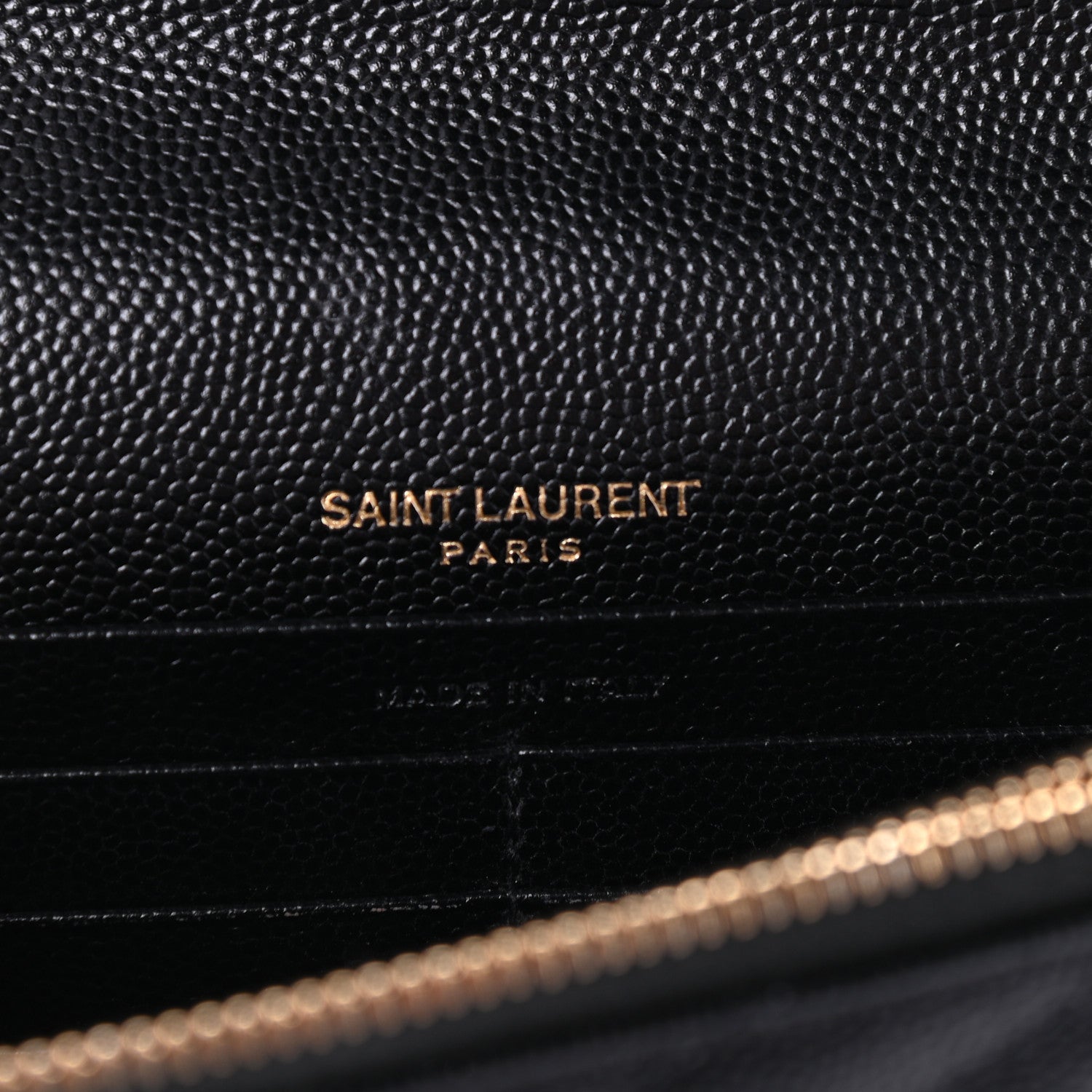 Saint Laurent Grain De Poudre Matelasse Chevron Monogram Envelope Chain Wallet Black 6 of 8