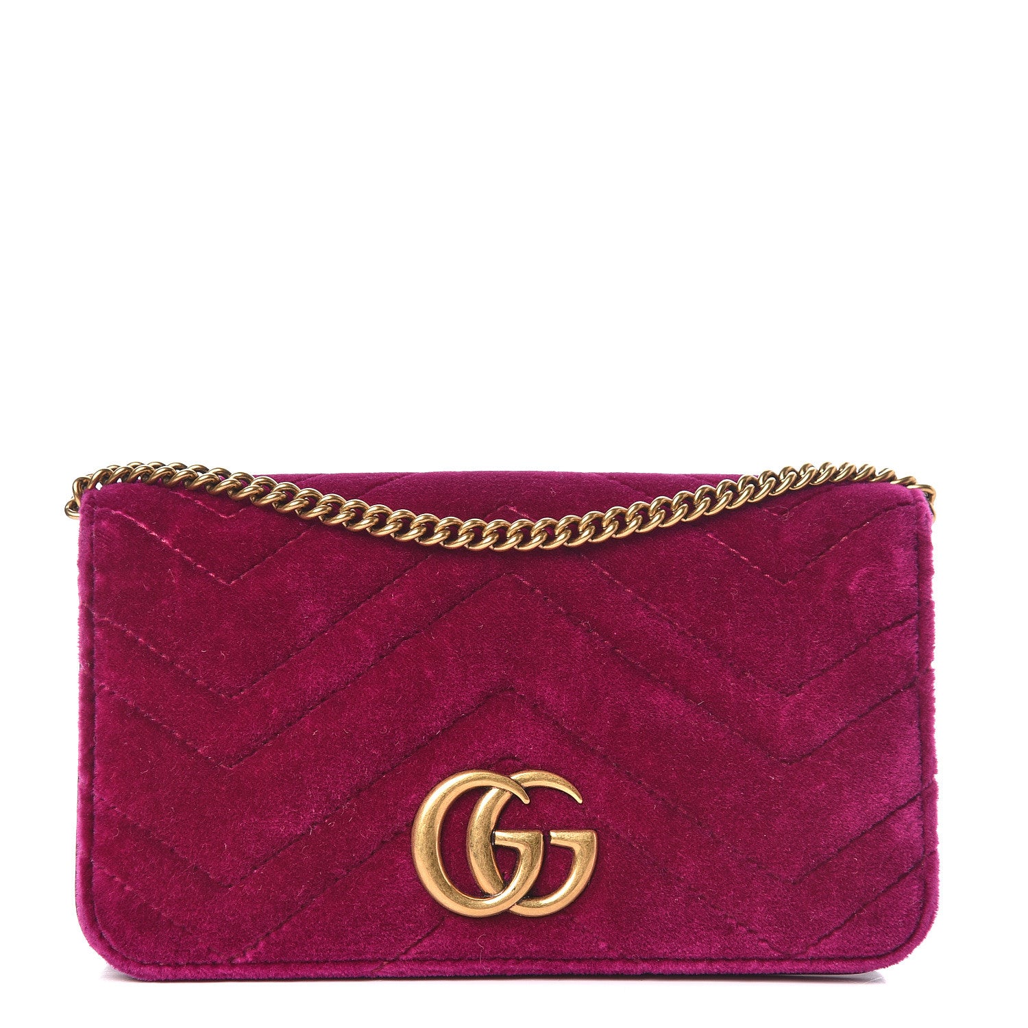 Gucci Velvet Matelasse GG Marmont Mini Bag Fuchsia Violet Cyclamen 1 of 10