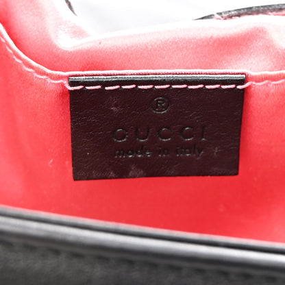 Gucci Calfskin Matelasse Mini GG Marmont Shoulder Bag Black White 6 of 15