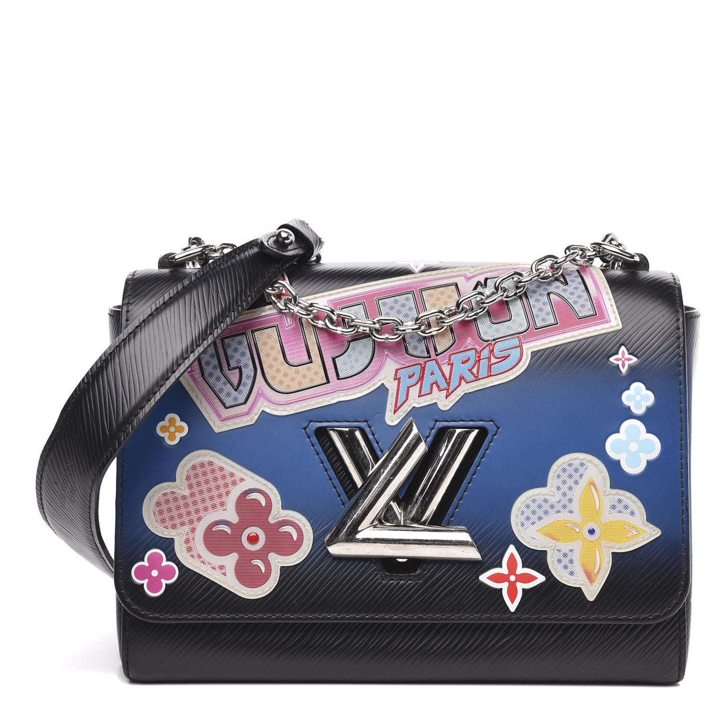 Epi Kawai Blossom Twist Shoulder Bag MM Black