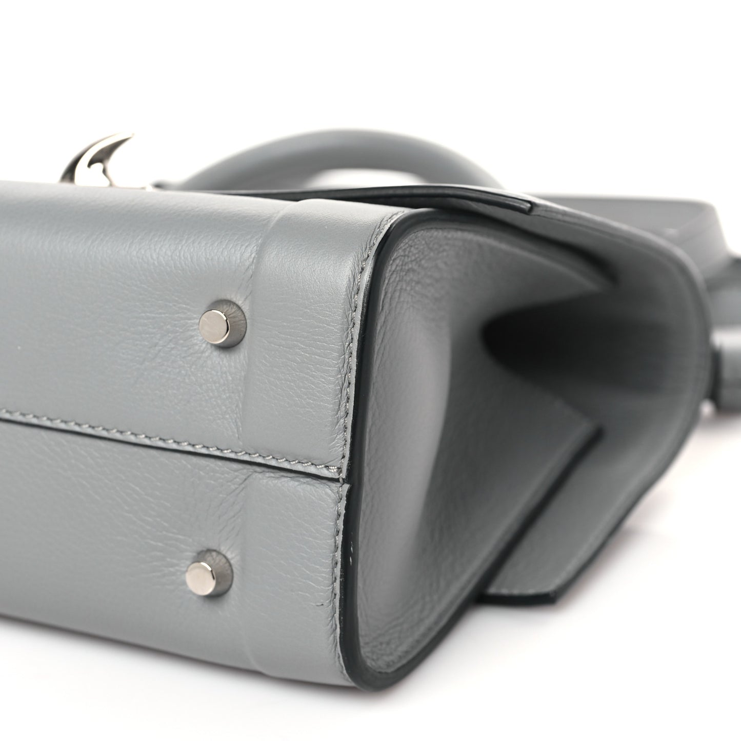 Grained Calfskin Mini Shark Lock Satchel Grey