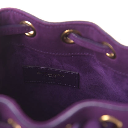 Saint Laurent Suede Calfskin Small Emmanuelle Fringe Bucket Bag Violet 8 of 9