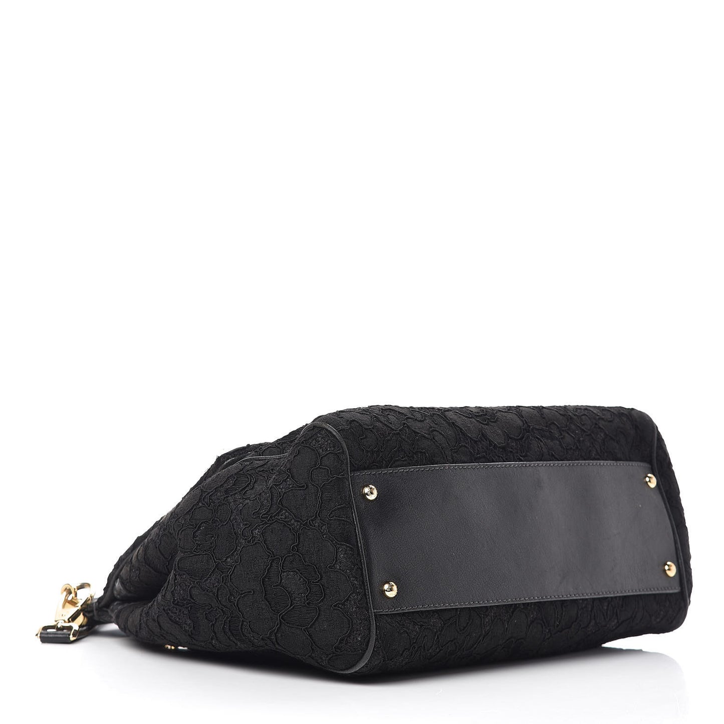 Calfskin Lace Large Miss Sicily Satchel Black