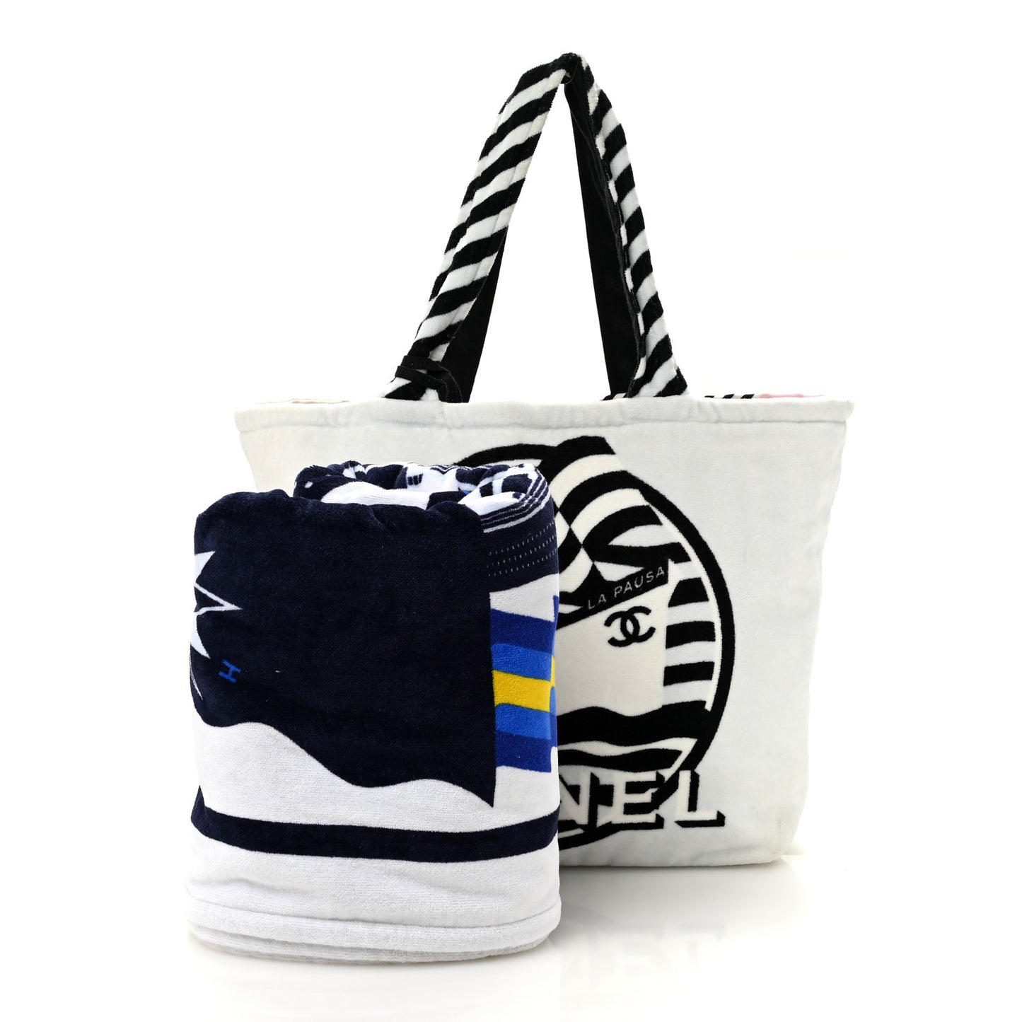 Terry Cloth Cotton La Pausa Bay Reversible Beach Tote