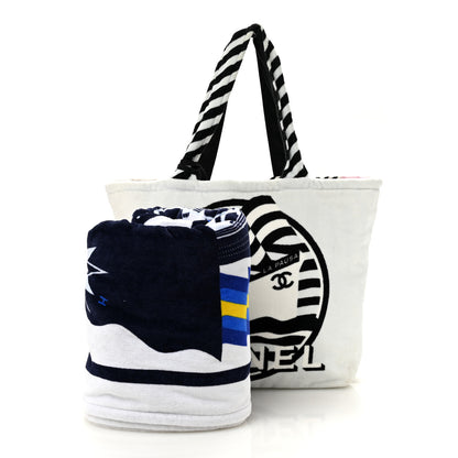 Chanel Terry Cloth Cotton La Pausa Bay Reversible Beach Tote 5 of 20
