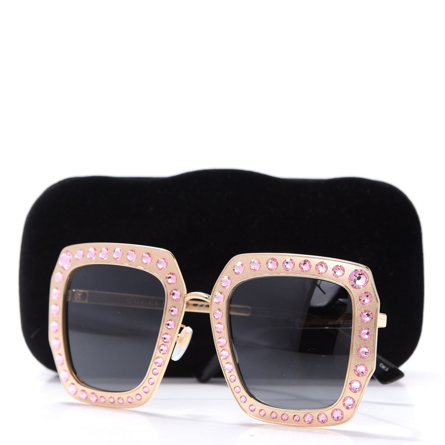 Metal Acetate Crystal Oversize GG0115S Sunglasses Rose Gold