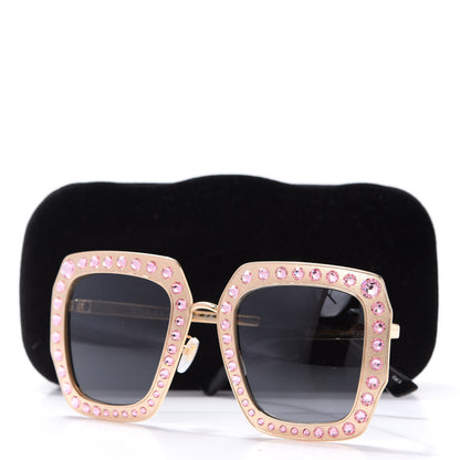 Gucci Metal Acetate Crystal Oversize GG0115S Sunglasses Rose Gold 8 of 8