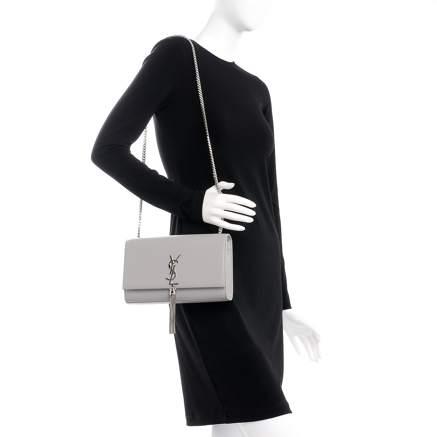 Smooth Calfskin Medium Classic Monogram Kate Tassel Satchel Souris