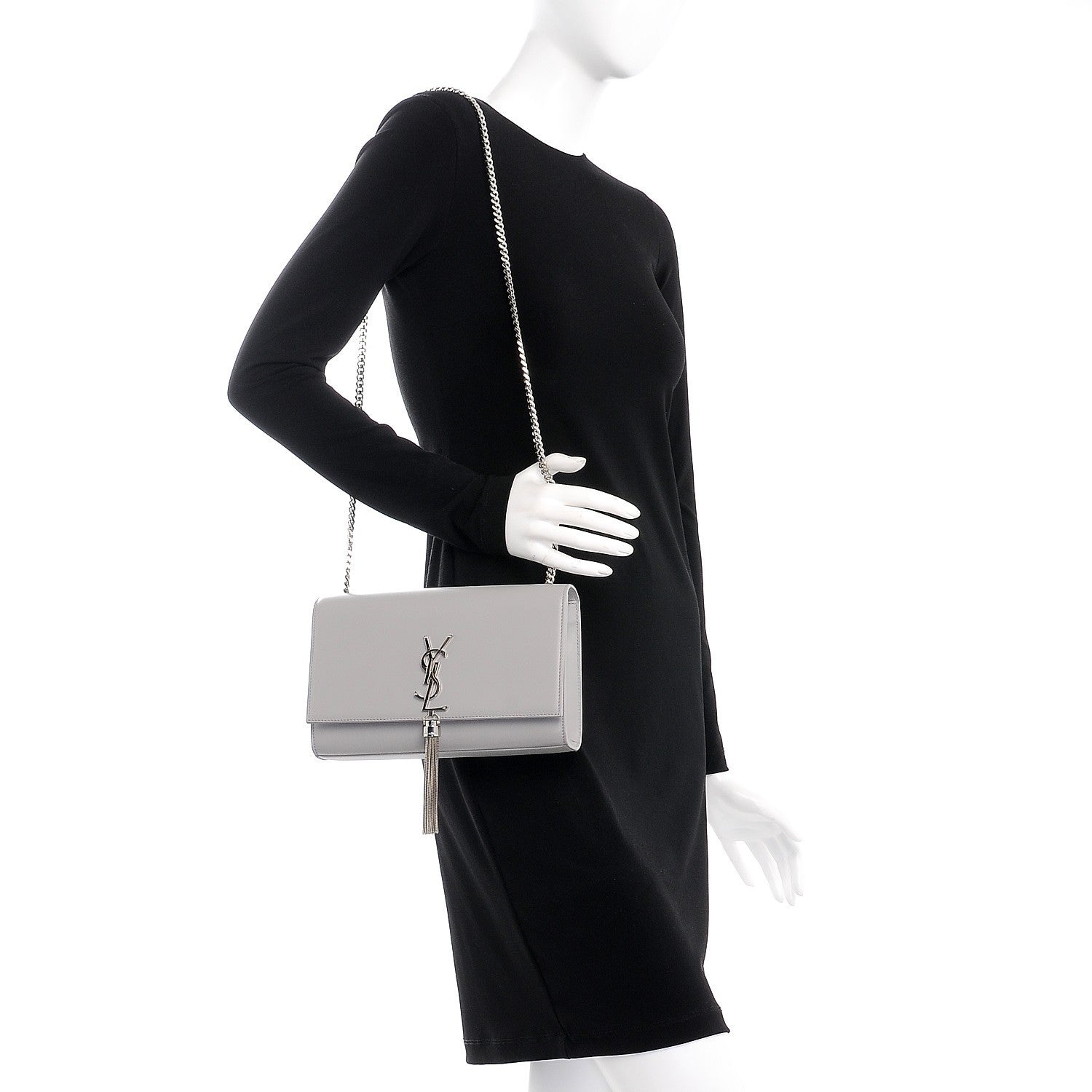 Saint Laurent Smooth Calfskin Medium Classic Monogram Kate Tassel Satchel Souris 2 of 7