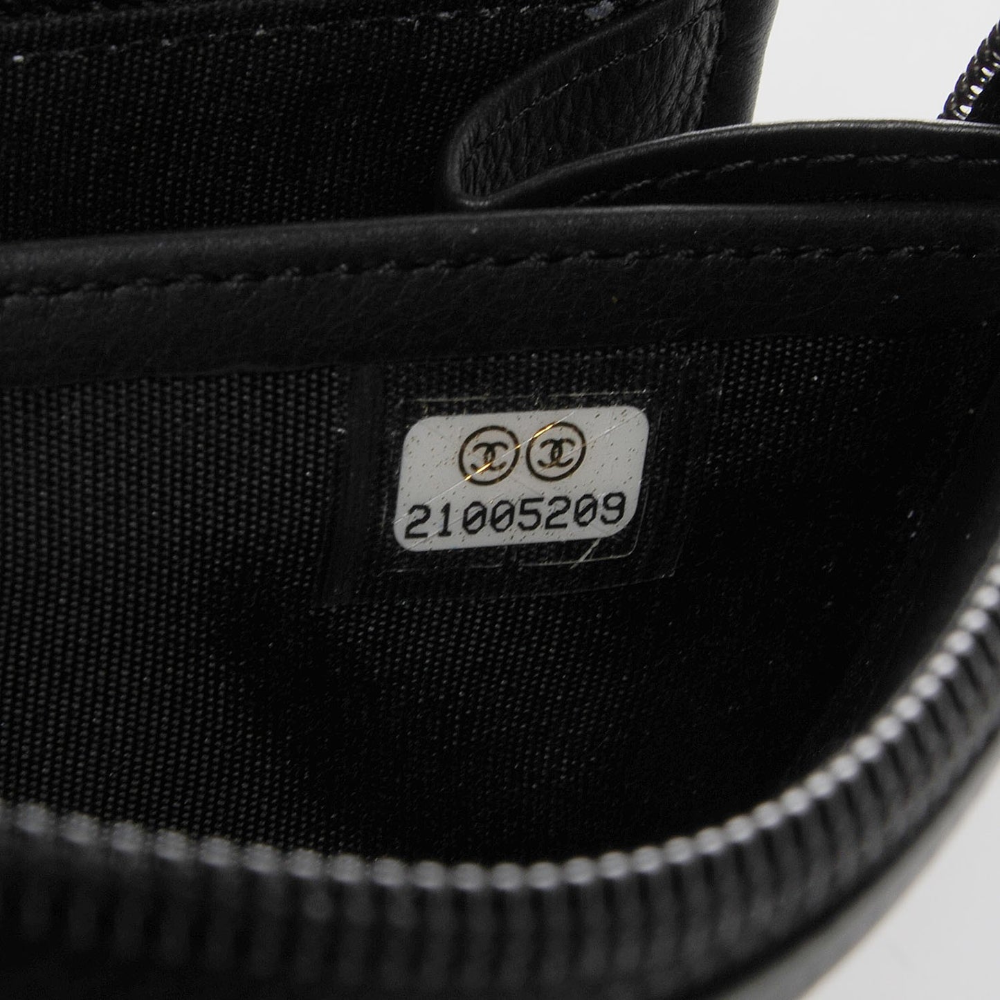 Calfskin Chevron Zip Around Boy Wallet Black