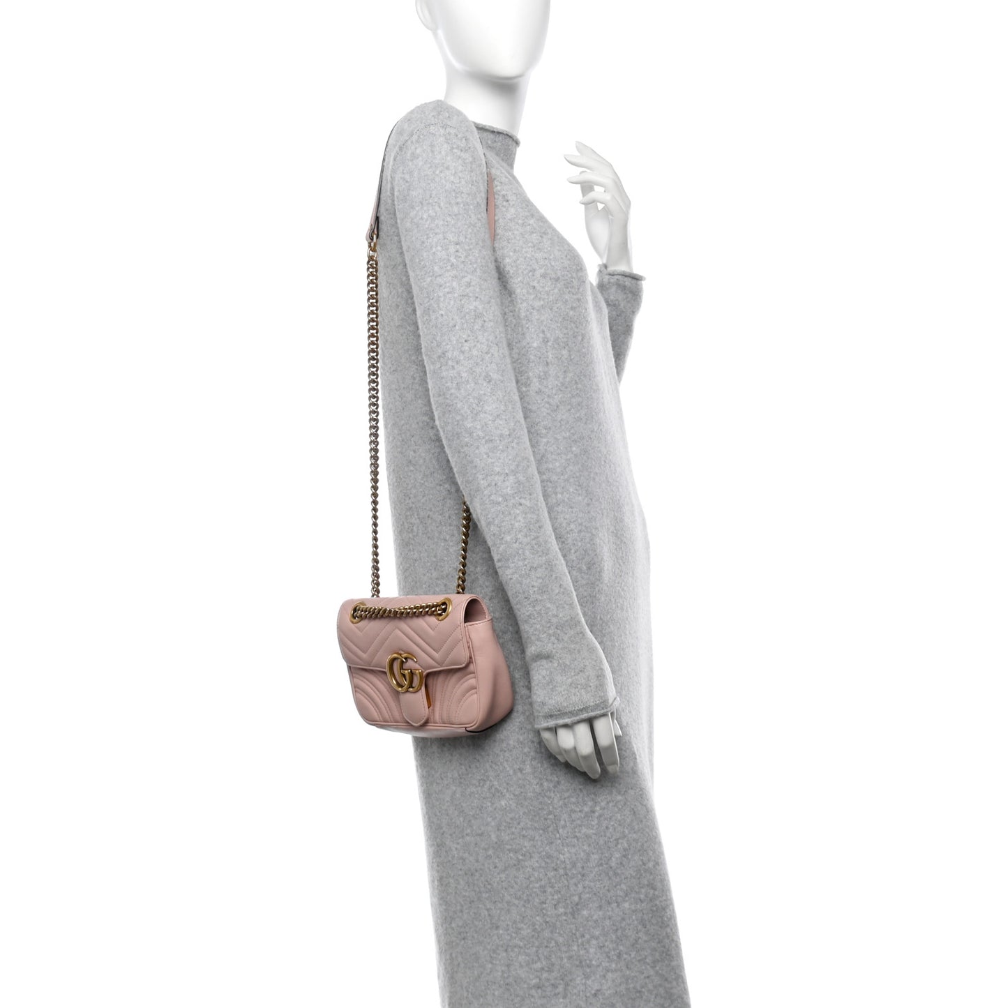 Calfskin Matelasse Mini GG Marmont Shoulder Bag Perfect Pink