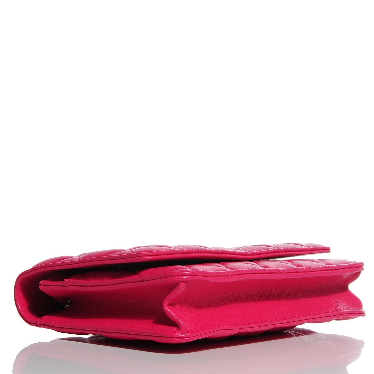 Chanel Lambskin Quilted Wallet On Chain WOC Fuchsia 4 of 9