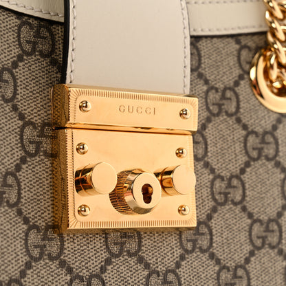 Gucci GG Supreme Monogram Moon Calfskin Small Padlock Tote Beige Ebony Mystic White 12 of 13