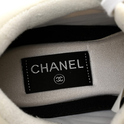 Chanel Suede Calfskin Fabric CC Sneakers 37 White 7 of 11