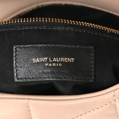 Saint Laurent Lambskin Quilted Toy Loulou Puffer Monogram Chain Satchel Dark Beige 6 of 11
