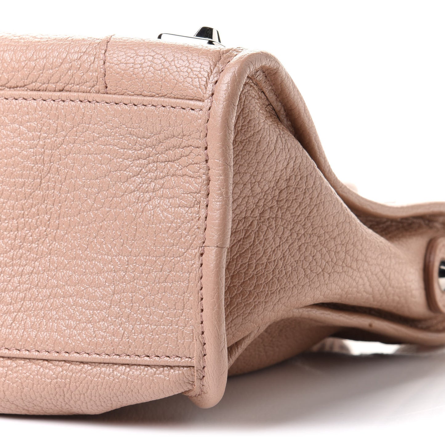 Shiny Goatskin Silver Metallic Edge Hardware S City Rose Des Sables