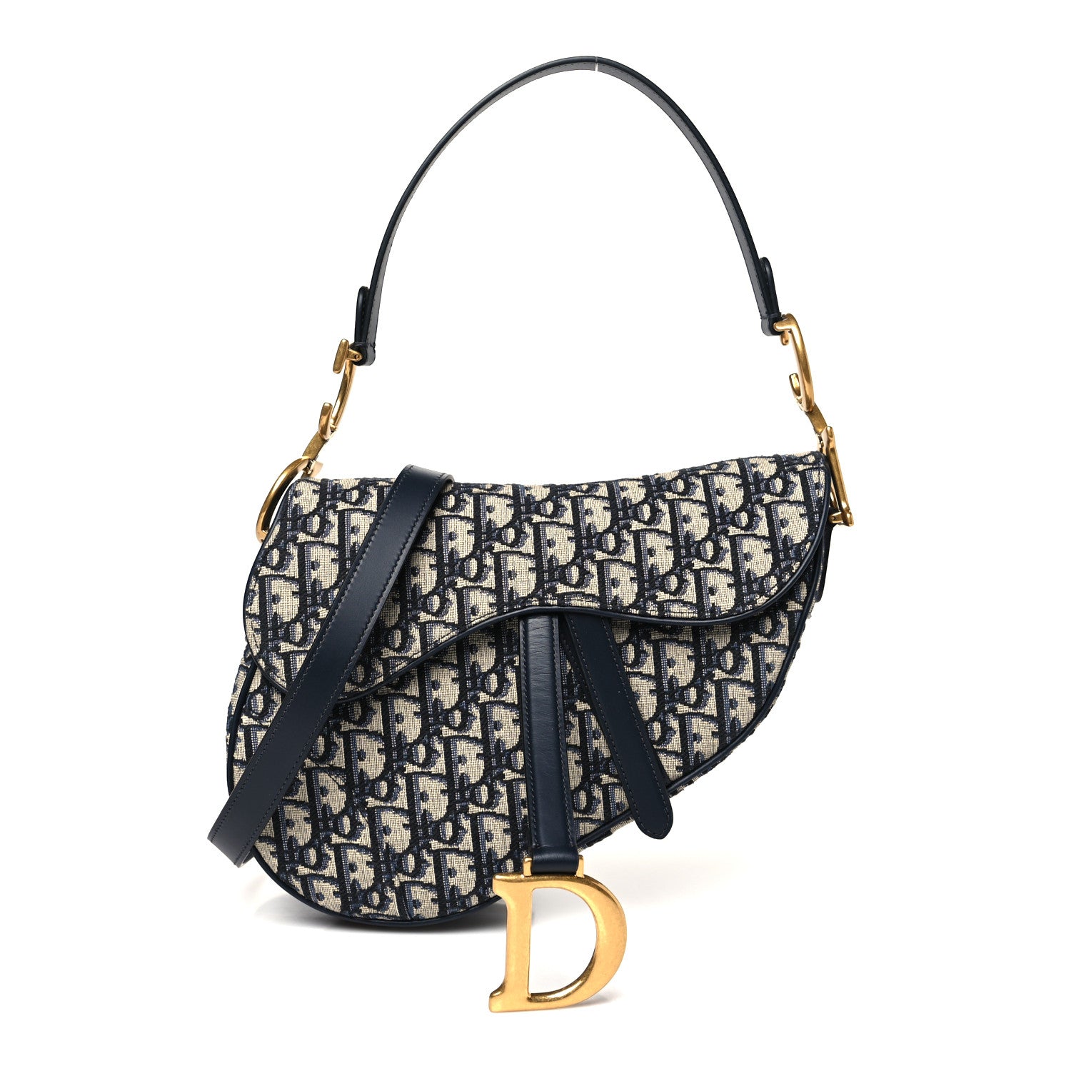 Christian Dior Oblique Saddle Bag With Strap Blue 1 of 11