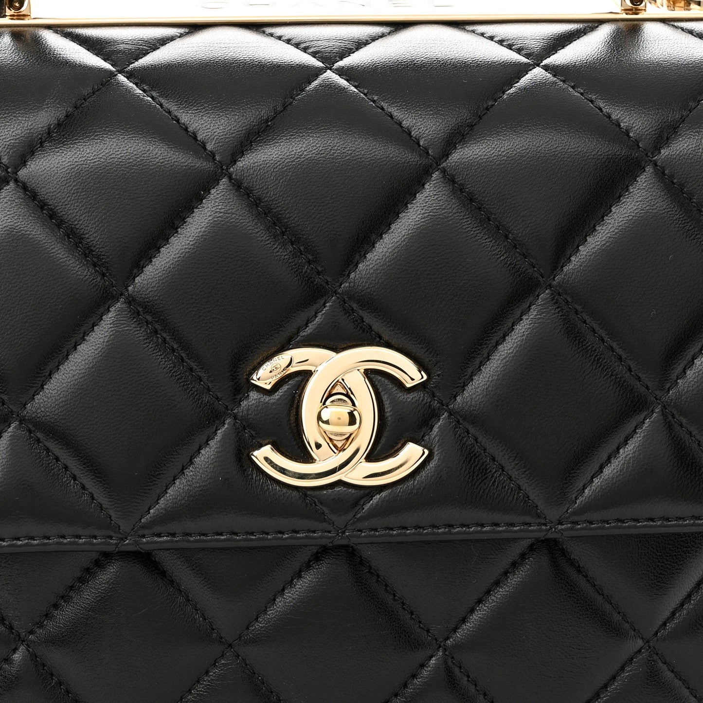 Lambskin Quilted Medium Trendy CC Flap Dual Handle Bag Black