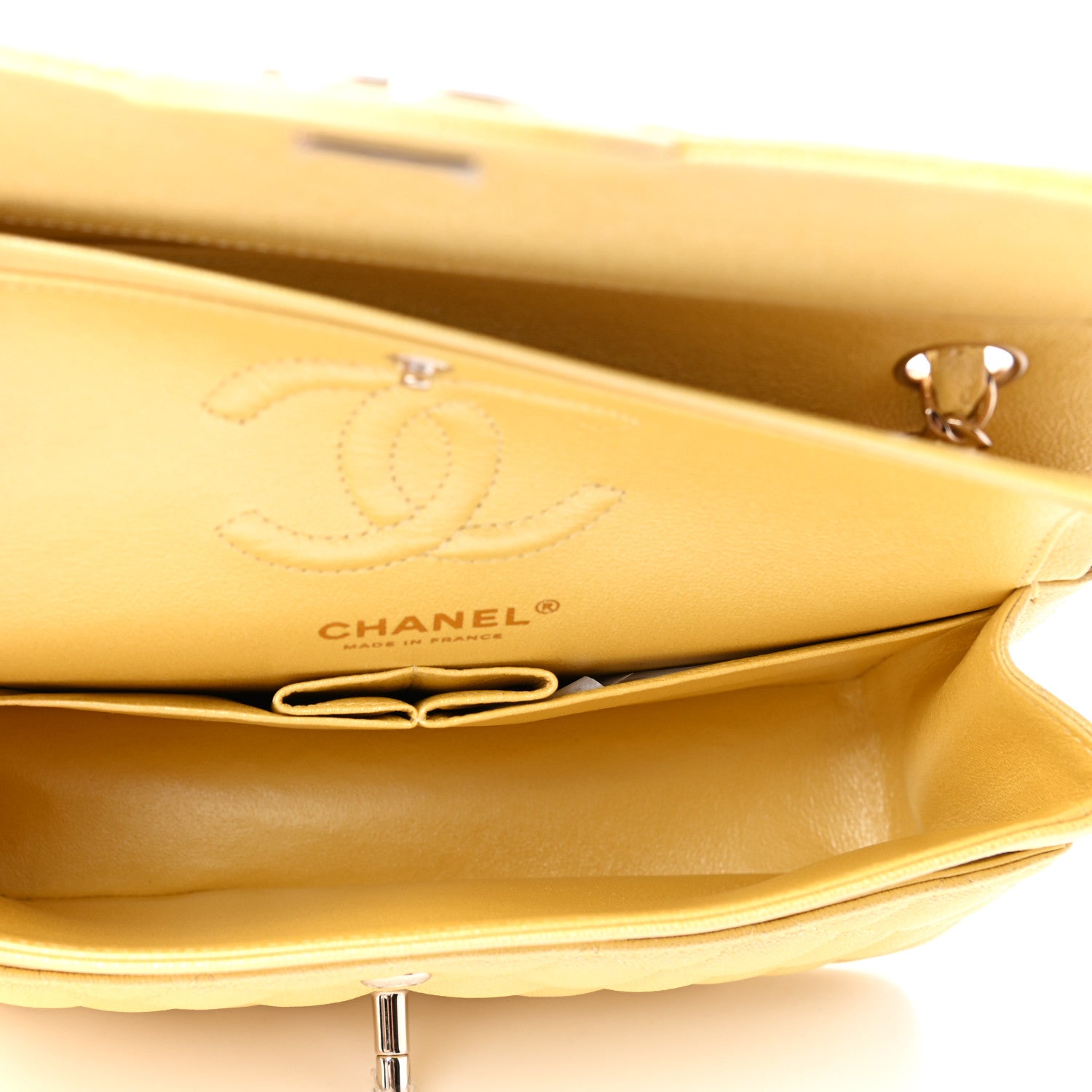 Chanel Iridescent Caviar Quilted Small Double Flap Yellow 5 of 11