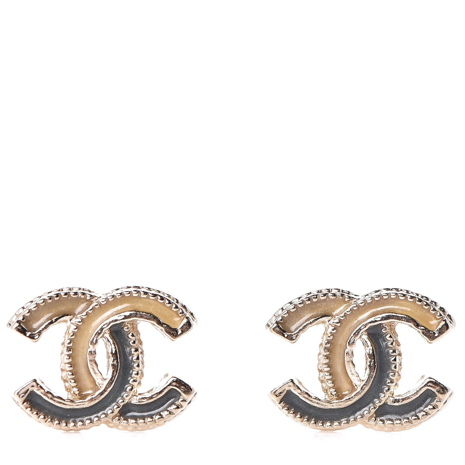 Chanel Glitter Enamel CC Earrings Gold 1 of 4