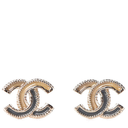 Chanel Glitter Enamel CC Earrings Gold 1 of 4