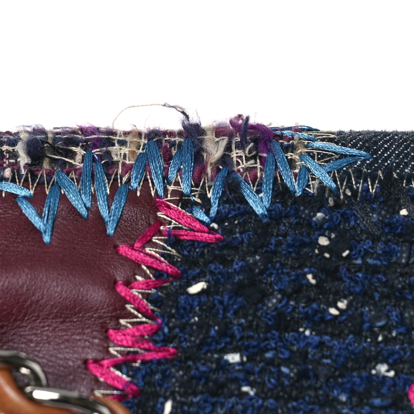 Denim Tweed Patchwork Jumbo Single Flap Multicolor