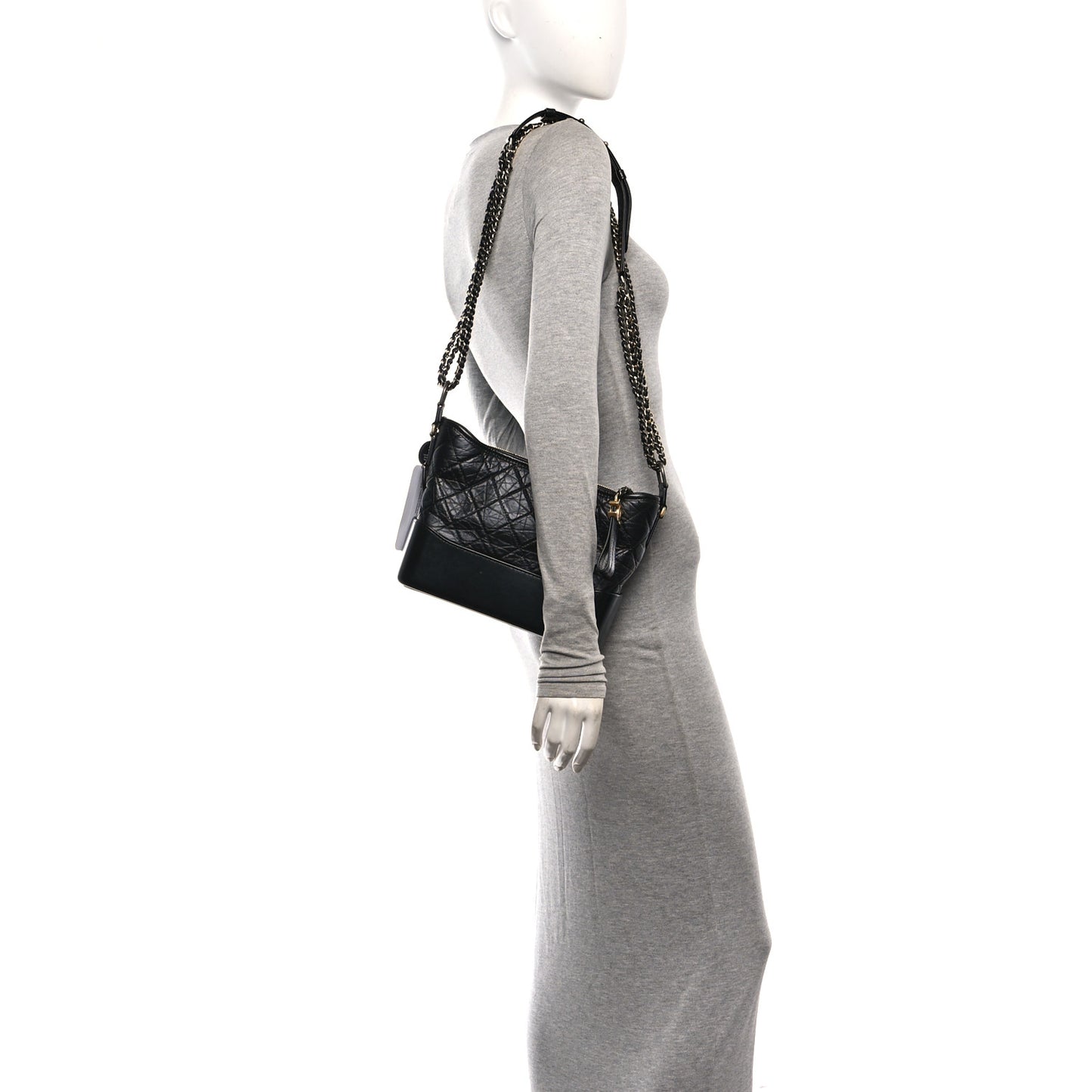 Aged Calfskin Quilted New Medium Gabrielle Hobo Black