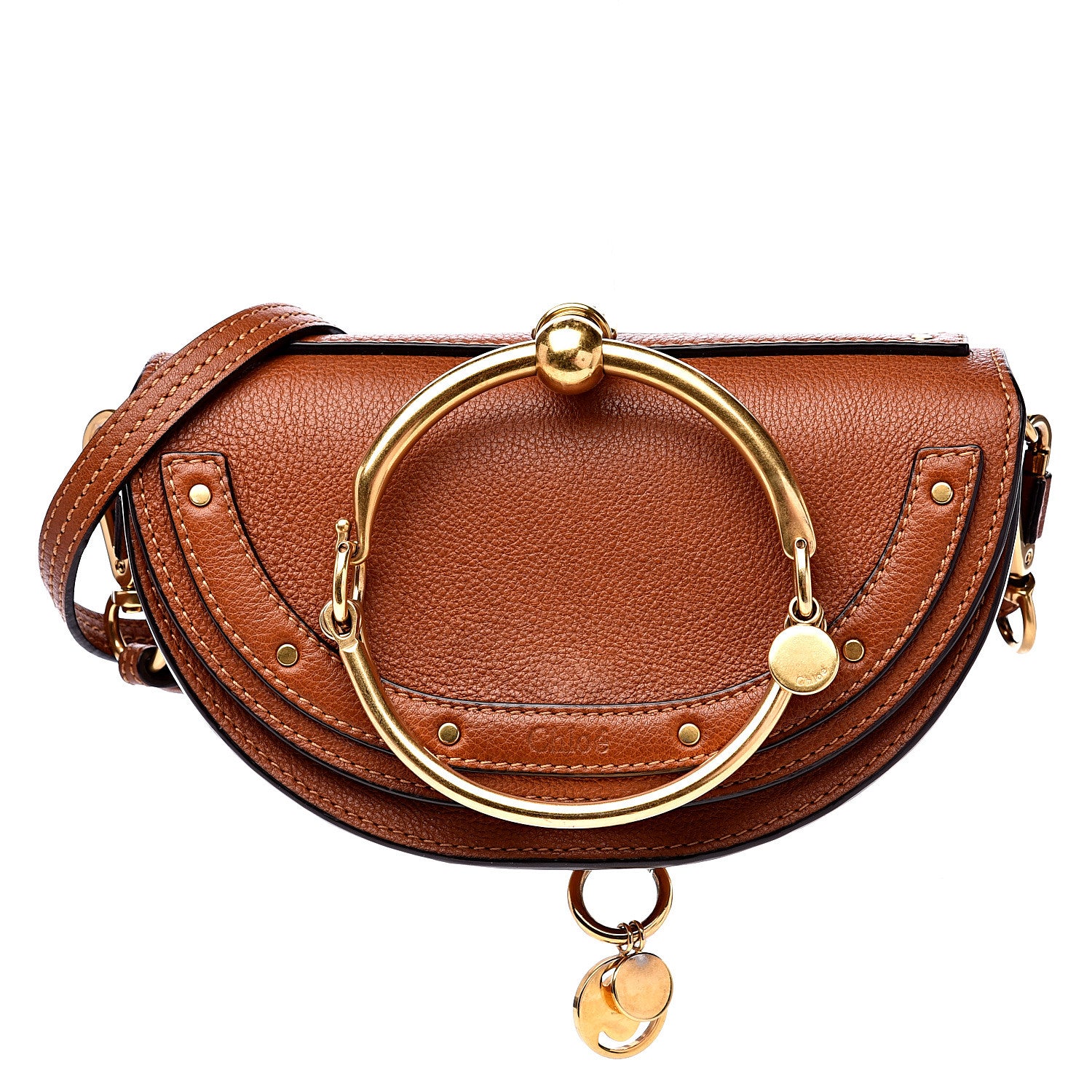 Chloe Calfskin Small Nile Bracelet Minaudiere Bag Caramel 1 of 8