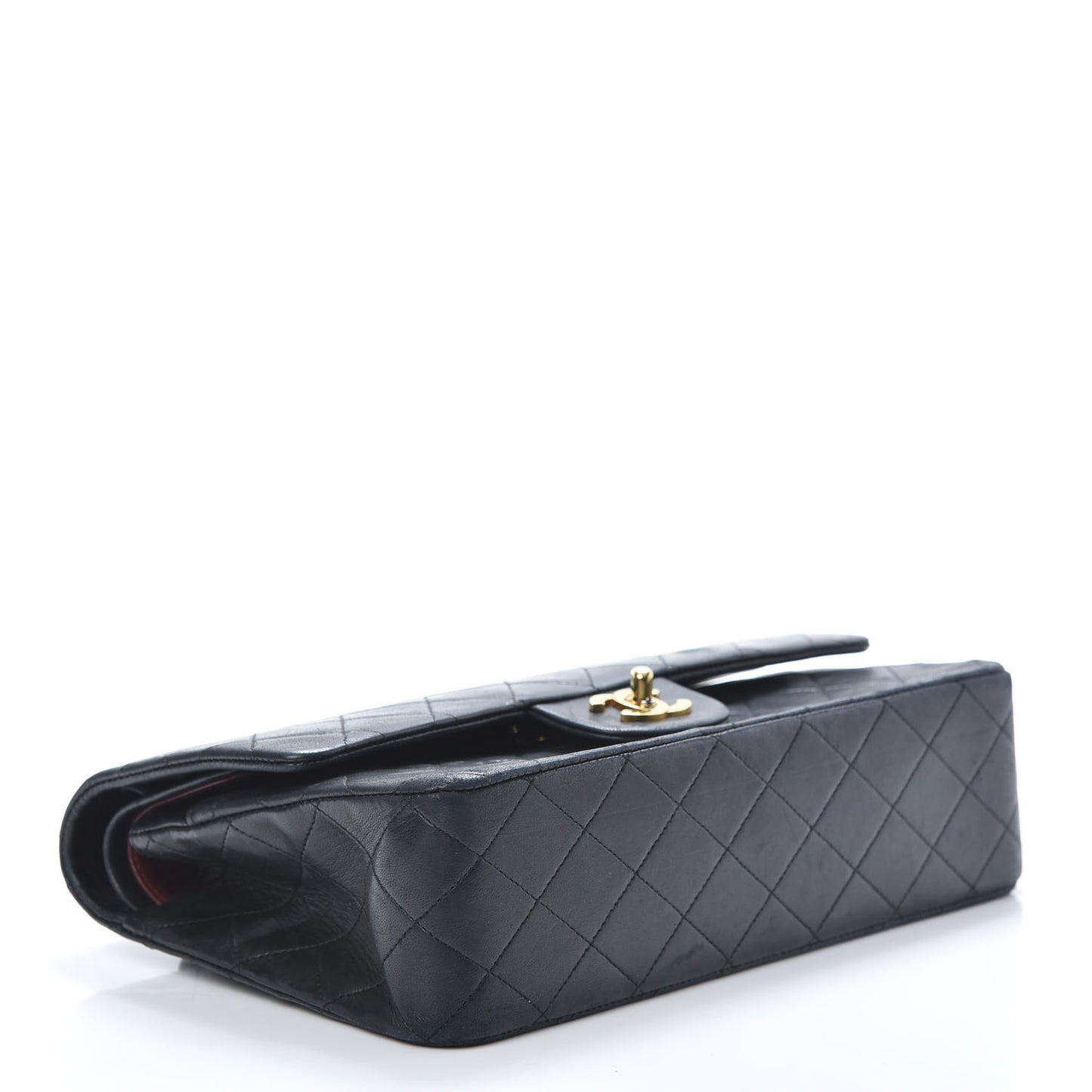 Lambskin Quilted Medium Double Flap Black
