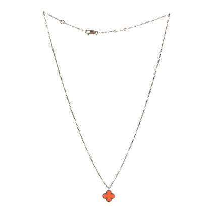 Van Cleef & Arpels 18K Rose Gold Carnelian Sweet Alhambra Pendant Necklace 3 of 8