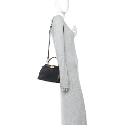 Fendi Nappa Mini Peekaboo Iconic Satchel Black 2 of 10