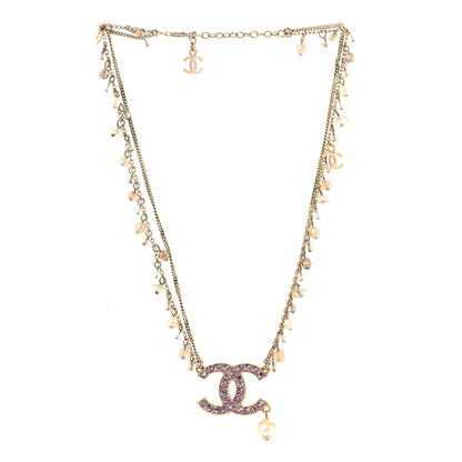 Chanel Pearl Beaded Crystal CC Long Necklace Pink 2 of 5