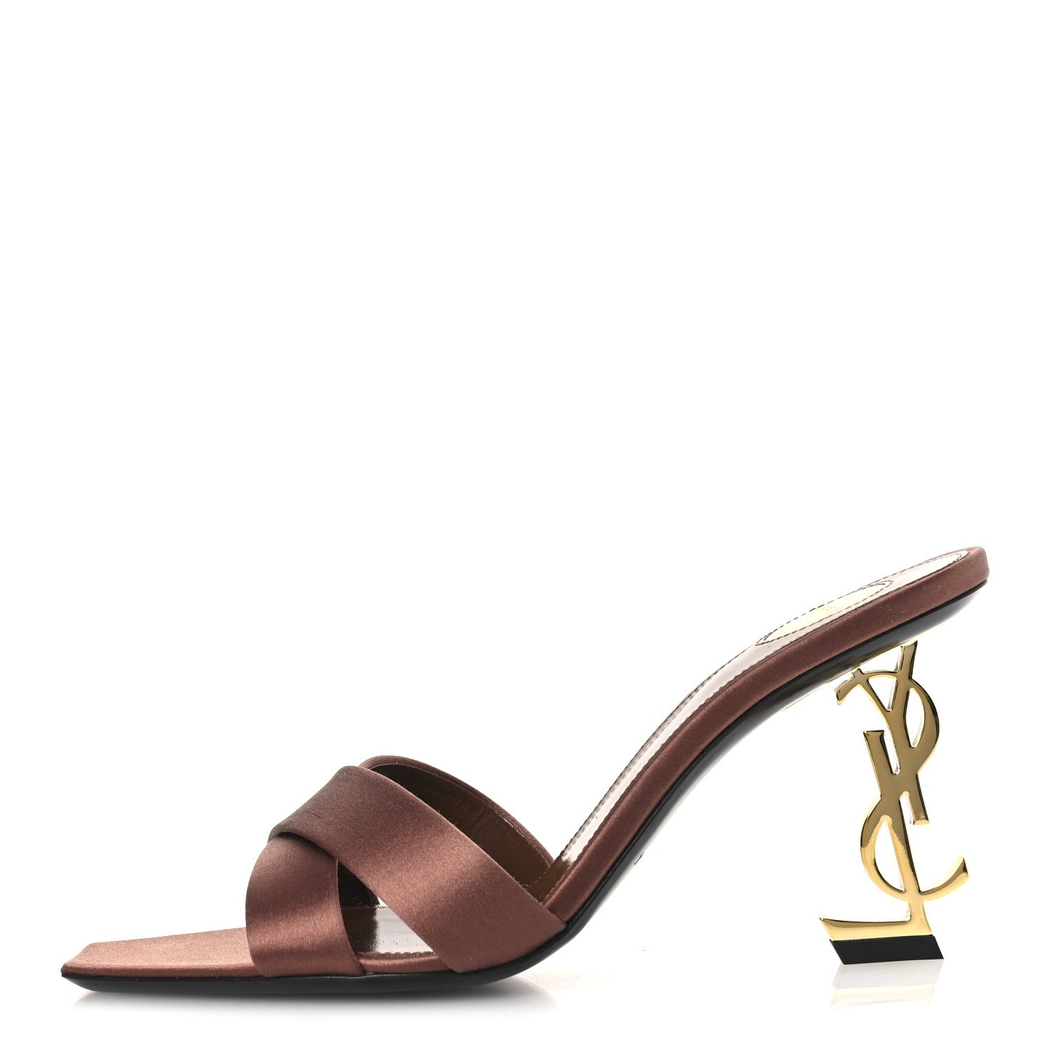 Saint Laurent Crepe Satin Crystal Opyum Mules Manioc 36 Manoic Brown 1 of 11
