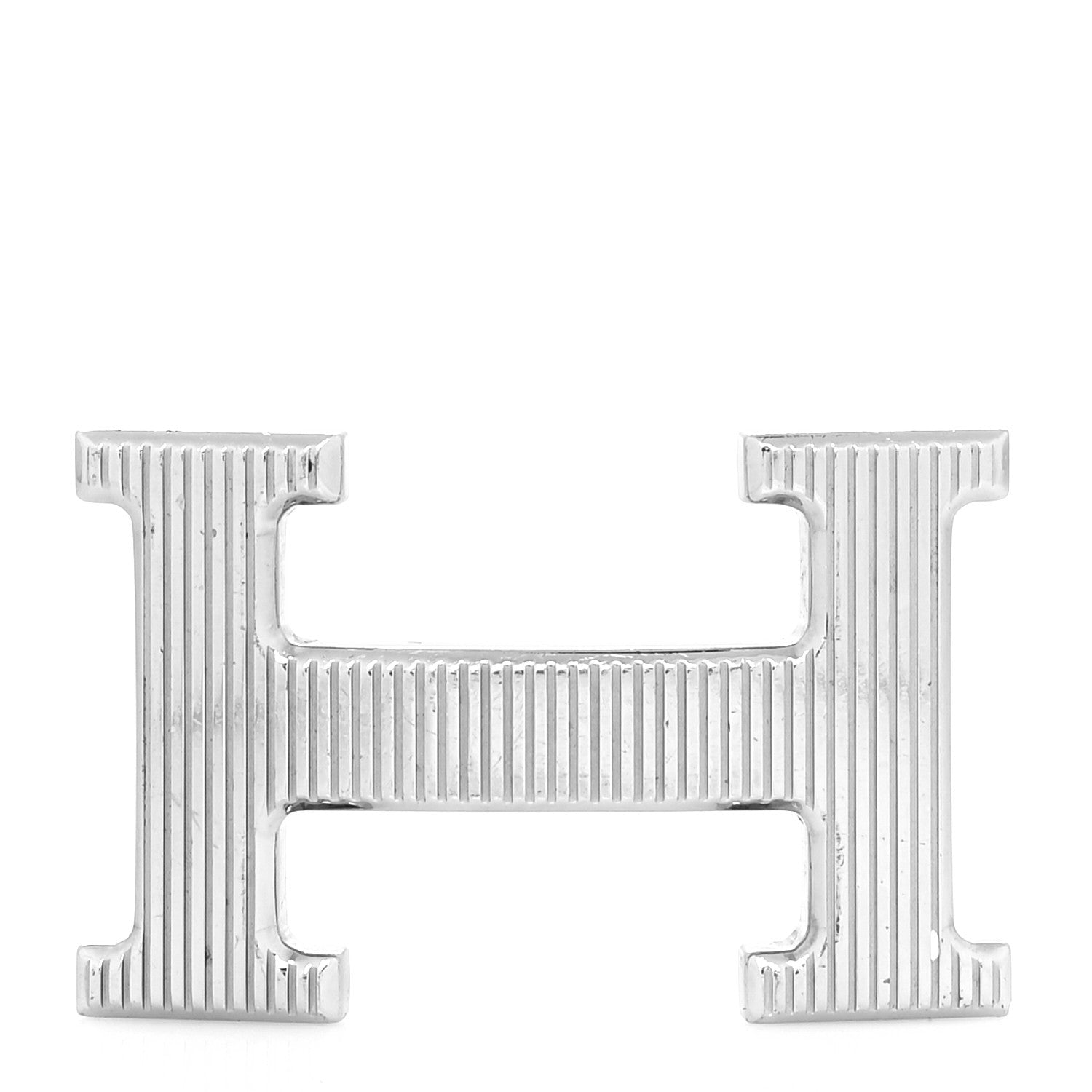 Hermes Palladium Strie 32mm H Belt Buckle 1 of 4