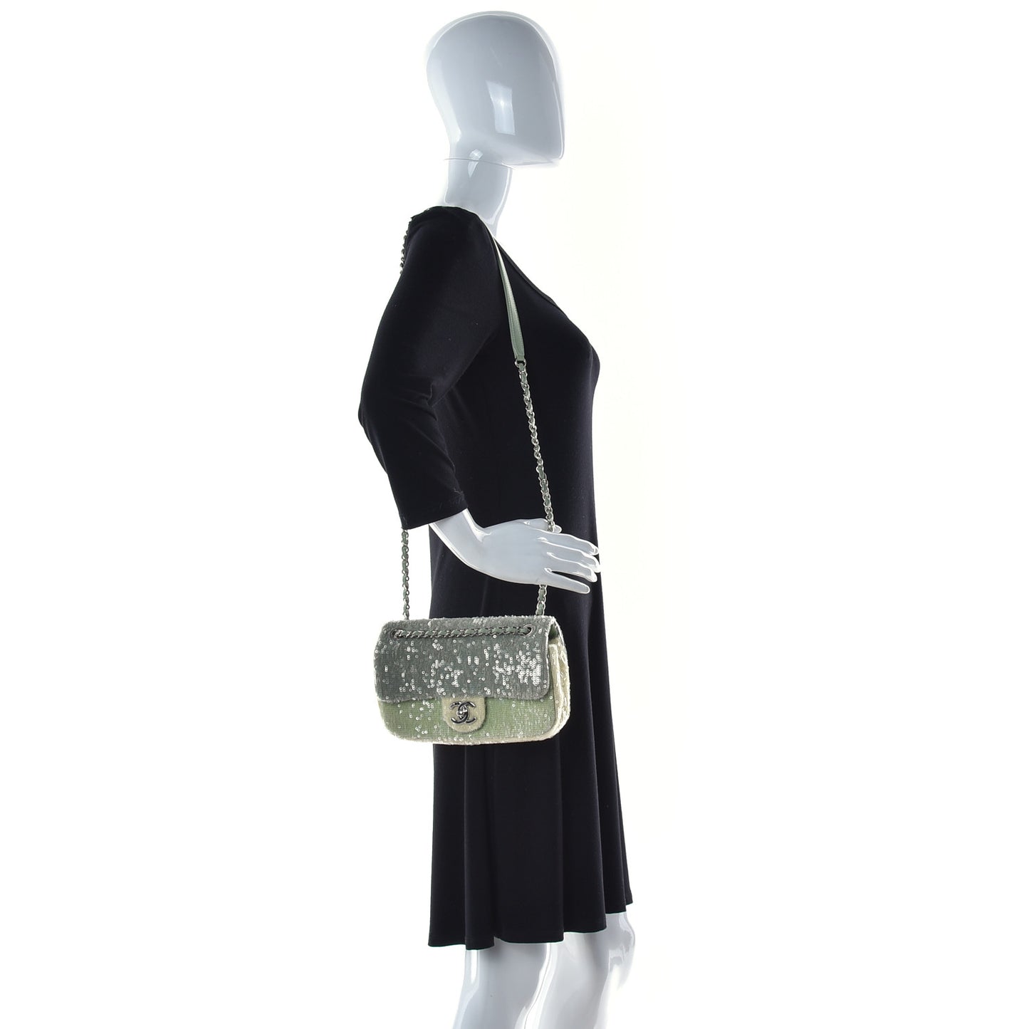 Sequin Mini Waterfall Flap Green Light Green Yellow