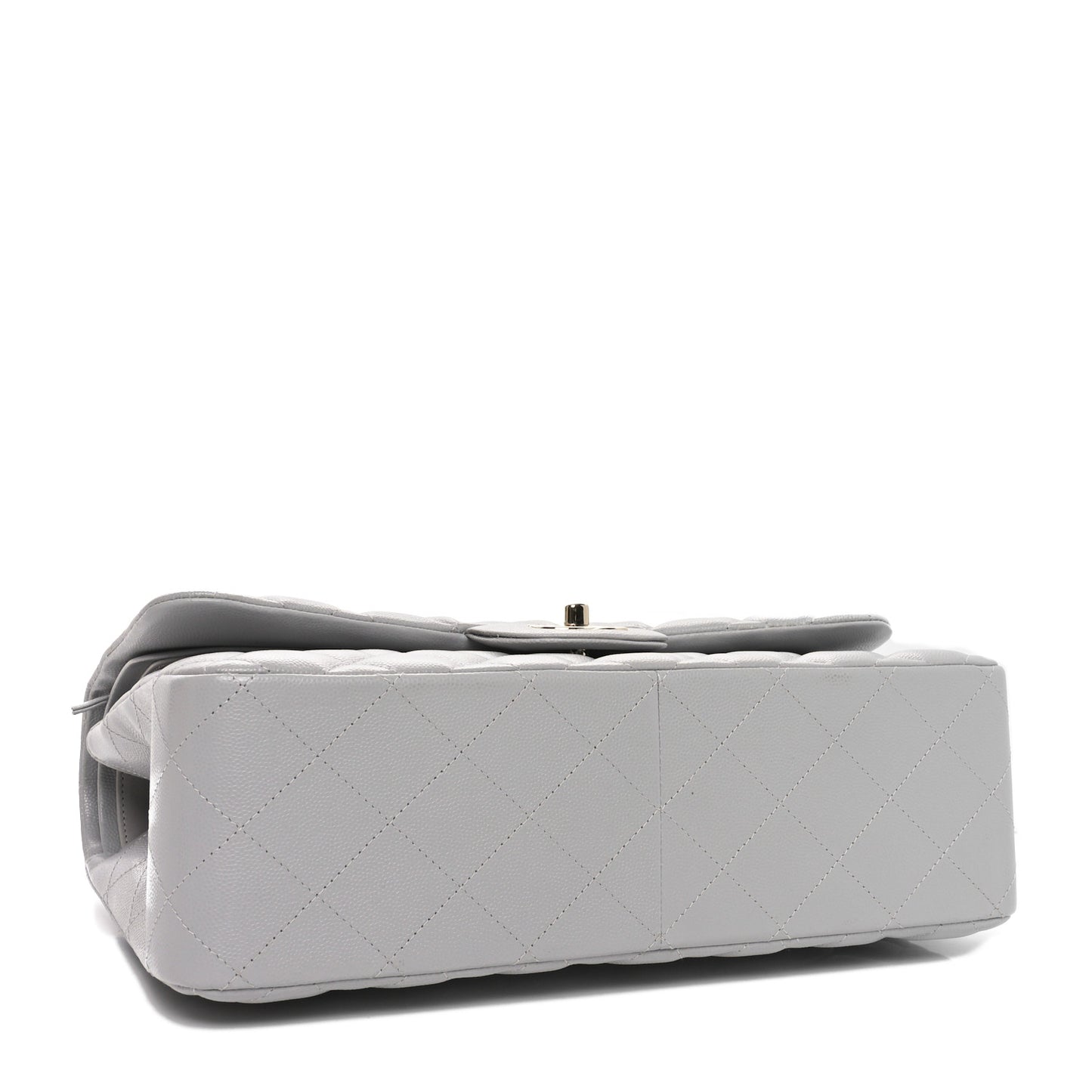 Caviar Quilted Jumbo Double Flap Grey