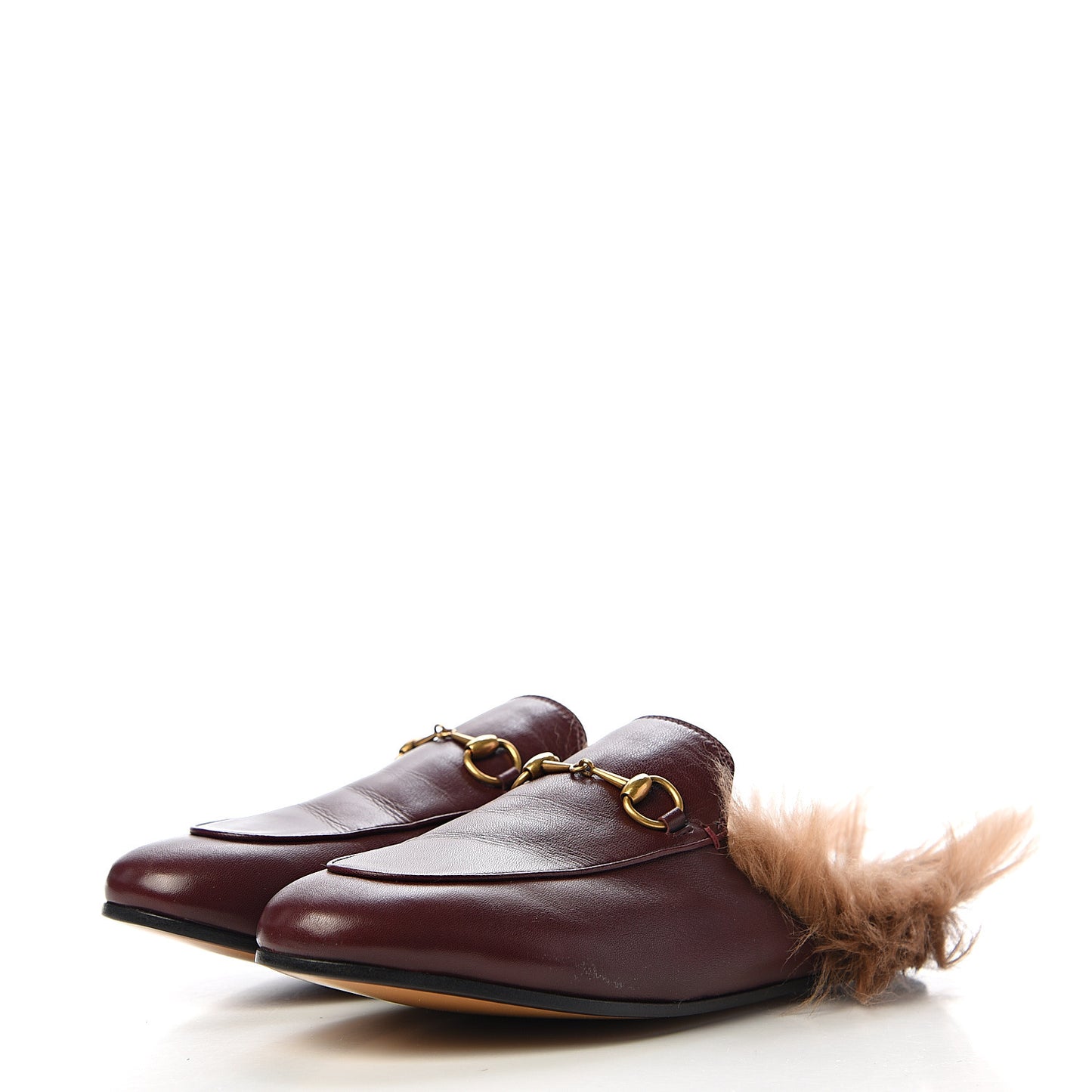 Malaga Kid Fur Womens Princetown Slippers 39.5 Vintage Bordeaux