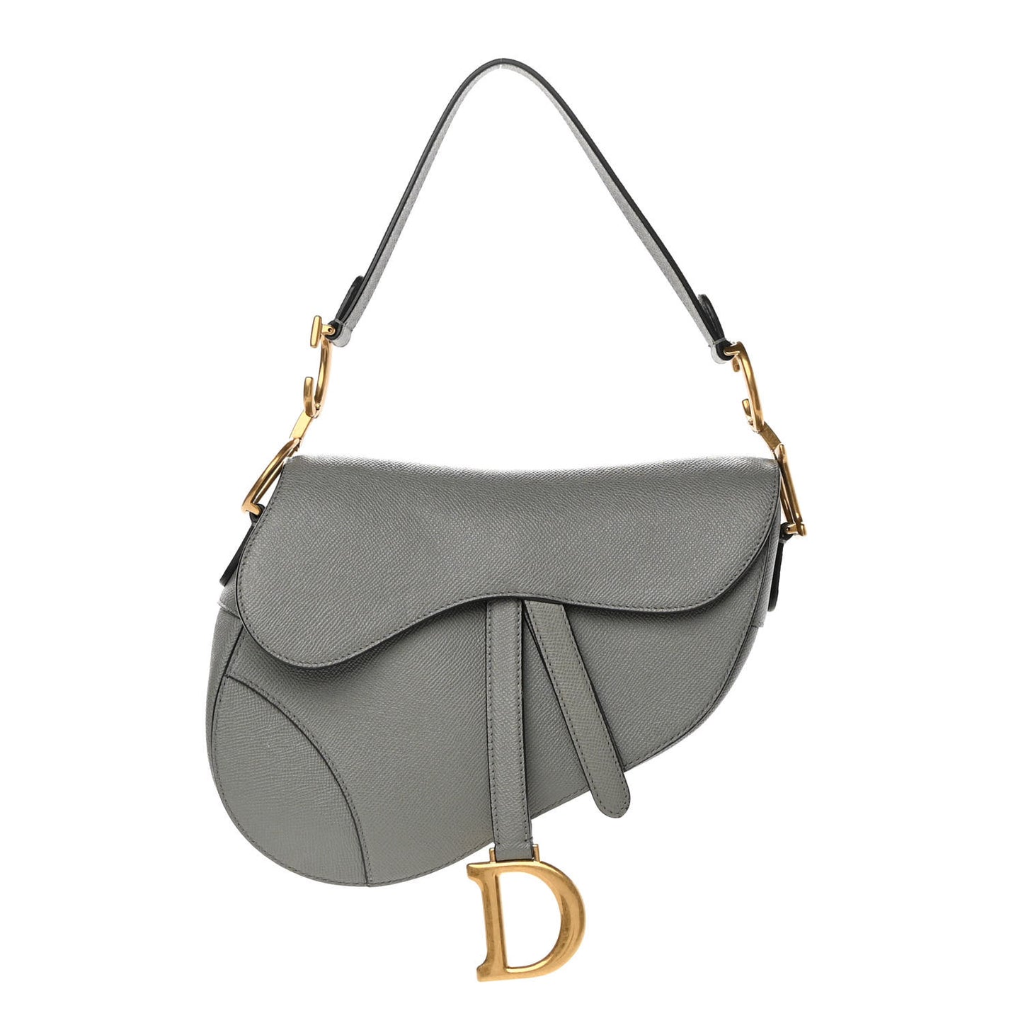 Grained Calfskin Saddle Bag Grey