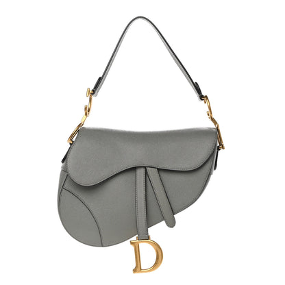 Christian Dior Grained Calfskin Saddle Bag Grey 1 of 11