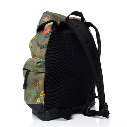 Gucci Canvas Floral Snake Double Buckle Backpack Green 3 of 9