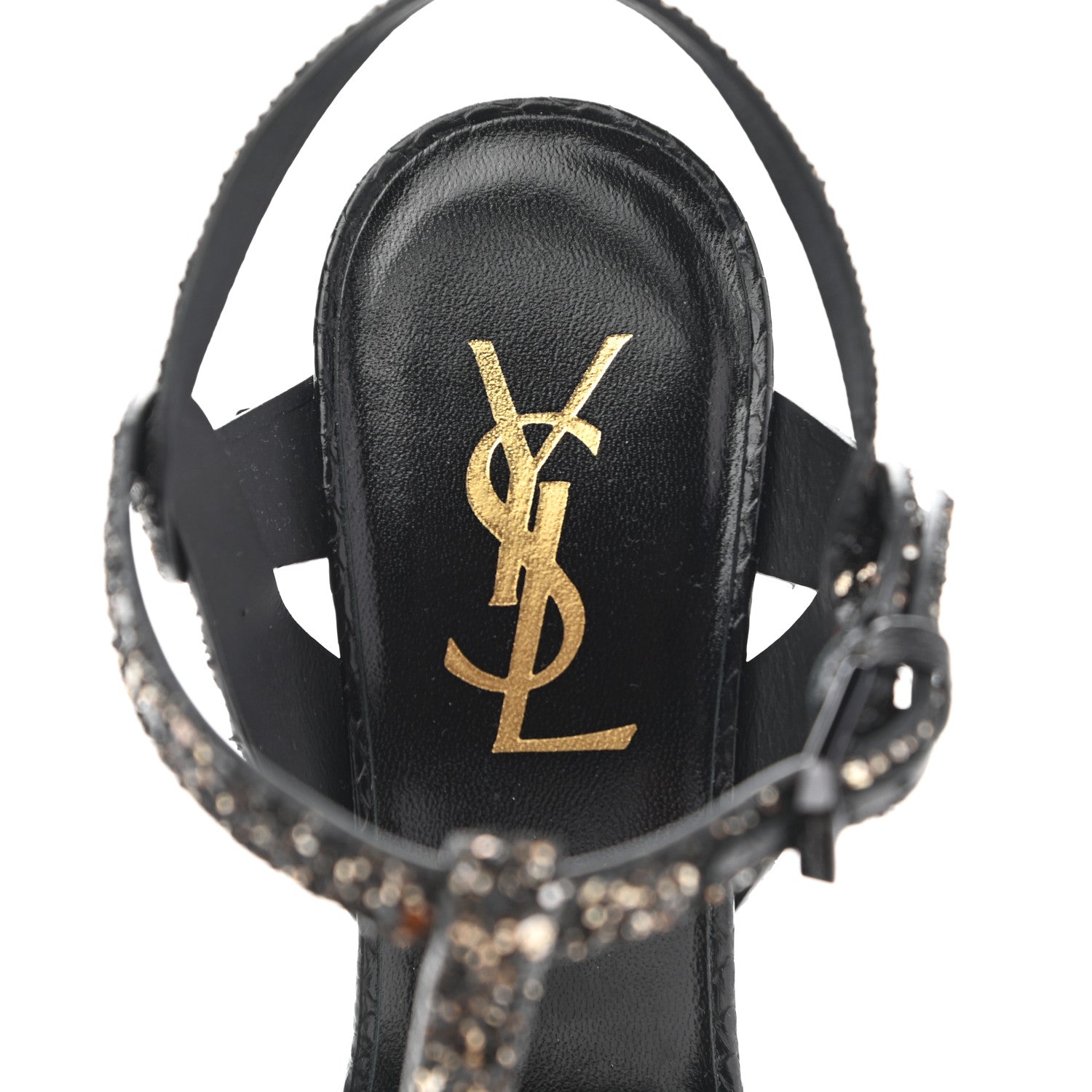 Saint Laurent Glitter Calfskin Ayers Tribute 75 Platform Sandals 36 Midnight 6 of 9