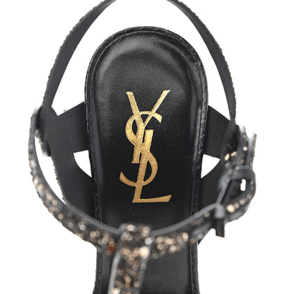 Saint Laurent Glitter Calfskin Ayers Tribute 75 Platform Sandals 36 Midnight 6 of 9