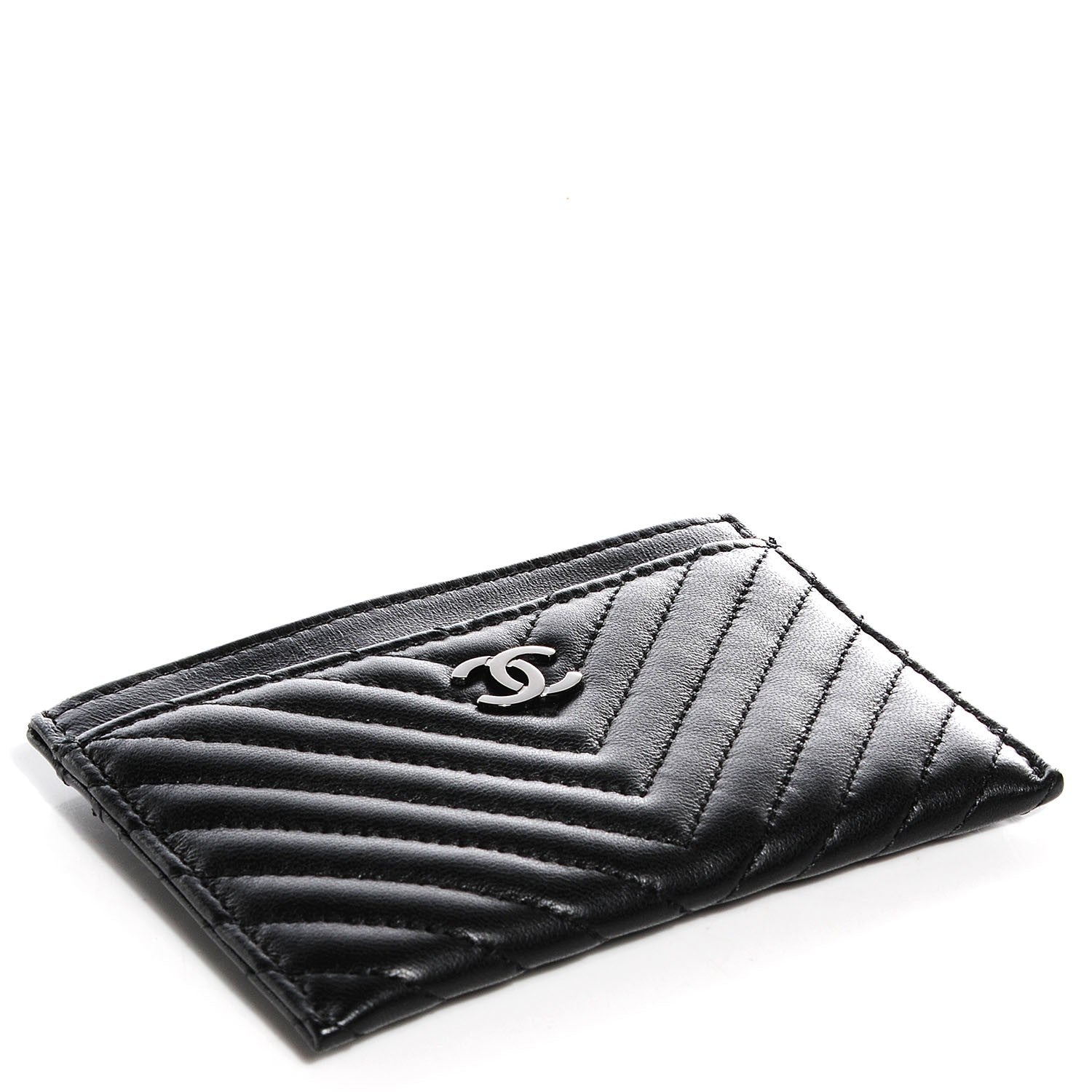 Chanel Lambskin Chevron Card Holder Black 4 of 8