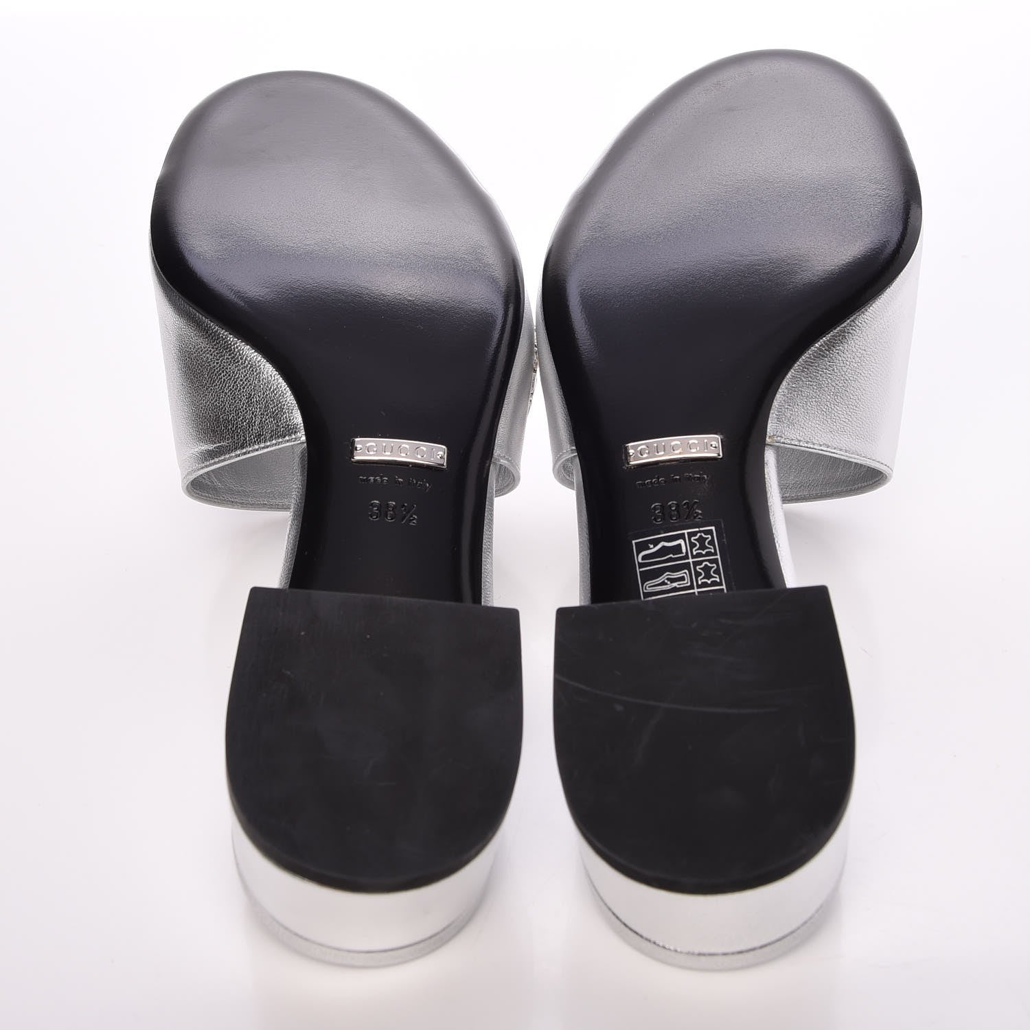 Gucci Metallic Nappa Crystal Maxine Horsebit Slide Sandals 38.5 Silver 5 of 9