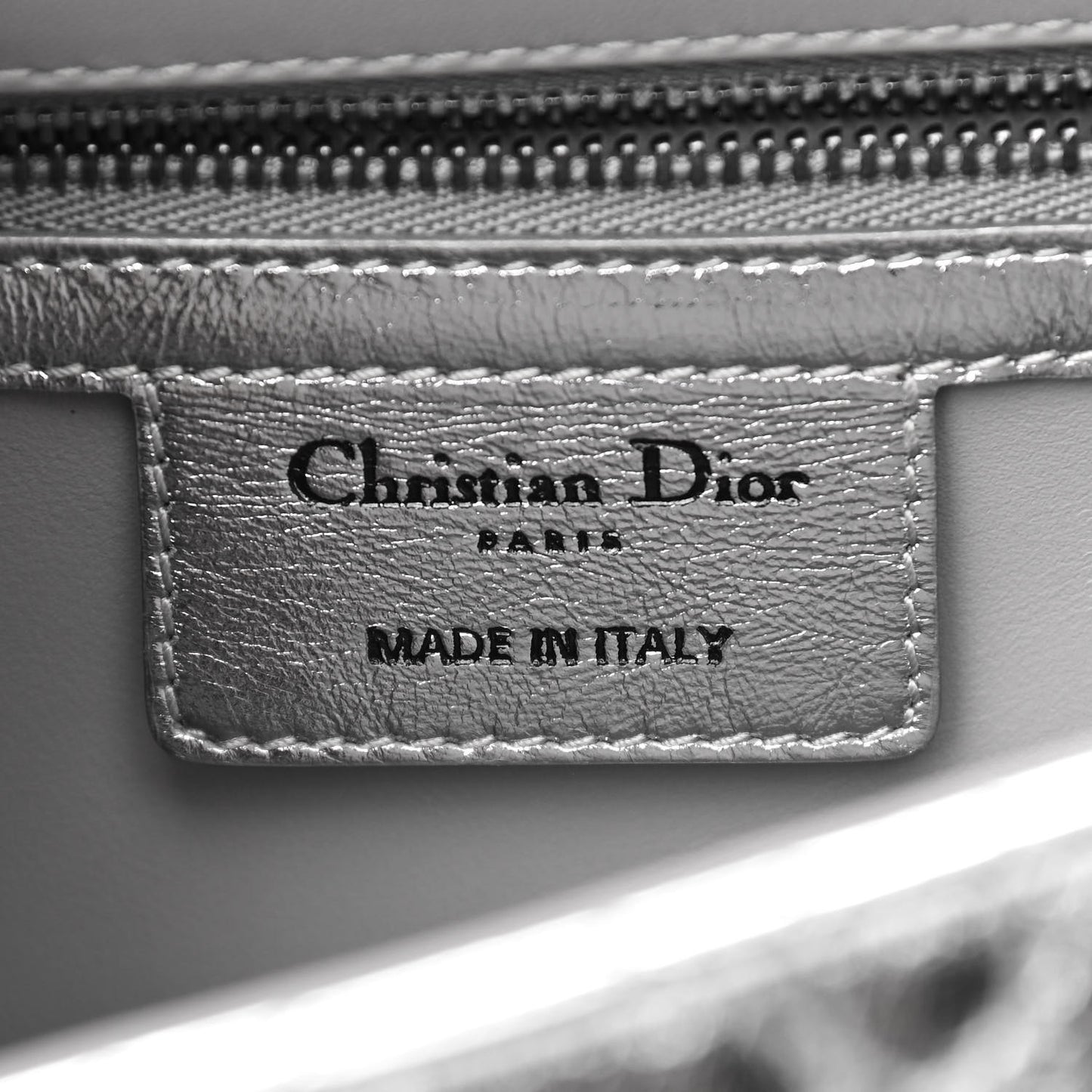 Metallic Calfskin Cannage Medium Caro Bag Argent