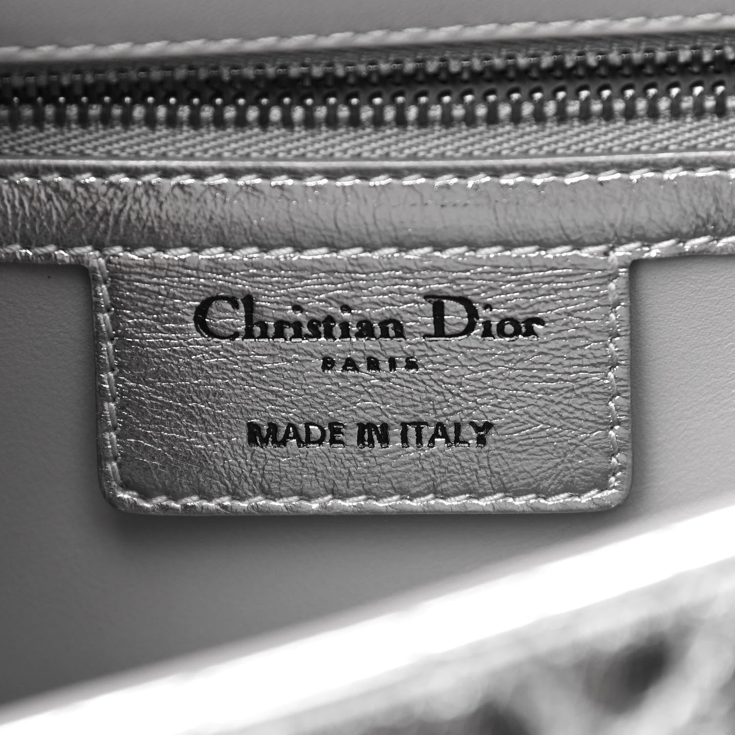 Christian Dior Metallic Calfskin Cannage Medium Caro Bag Argent 6 of 10