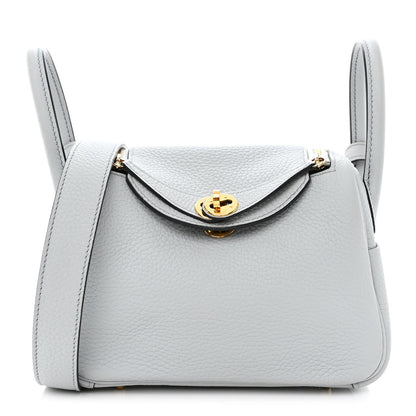 Hermes Taurillon Clemence Mini Lindy 20 Bleu Pale 1 of 11