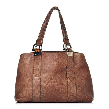 Gucci Calfskin Medium Bamboo Bar Tote Bag Brown 1 of 10